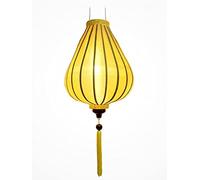 Art Saigon Linterna Asiática de Seda Amarillo G - Diámetro Ø33cm - Farolillo Hoi An en Tela, Bambú y Madera - Artesanía Vietnamita y Decoración Asiática (Ref. G25-J)