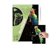 Art Scratch Paper-Implachat Scratch Scratch Scratch de 4 paquetes, hojas de arañazos de tamaño A4 | Incluye el lápiz de madera ideal para niños y adultos, dibujo, colorear y arte de graffiti perfectos