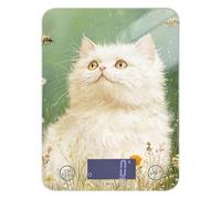 Art Selkirk Rex Cats Green - Báscula de comida fácil de limpiar, para viajes, 11 libras/5 g, escala de gramos de cocina de 5 kg/5 g con 4 unidades para preparar comidas y hacer jabón (pilas no