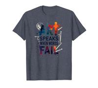 Art Speaks When Words Fail - Cita de Artes Inspiradoras Camiseta, Hombre, Azul Jaspeado, XL