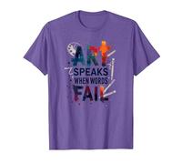 Art Speaks When Words Fail - Cita de Artes Inspiradoras Camiseta, Hombre, Morado Jaspeado, 3XL