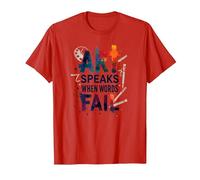 Art Speaks When Words Fail - Cita de Artes Inspiradoras Camiseta, Hombre, Rojo, L