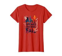 Art Speaks When Words Fail - Cita de Artes Inspiradoras Camiseta, Mujer, Rojo, XS