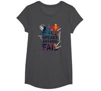 Art Speaks When Words Fail - Cita de Artes Inspiradoras Camiseta, Niñas, Jaspeado Oscuro, L