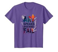 Art Speaks When Words Fail - Cita de Artes Inspiradoras Camiseta, Niños, Morado Jaspeado, 8 años