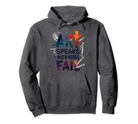 Art Speaks When Words Fail - Cita de Artes Inspiradoras Sudadera con Capucha, Unisex para Adultos, Jaspeado Oscuro, L
