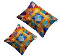 Art Star of David - Bolsa de cosméticos de bolsillo, impermeable, sin cremallera, cierre automático, mini almacenamiento de viaje para auriculares y joyas, Multi 02, 7.1x5.8 inch/4.7x4.5 inch