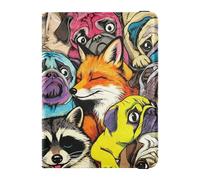 Art Style Pugs and Fox Collage - Funda de piel para pasaporte, gran capacidad, billetera para dinero y tarjetas, para mujer, accesorios de viaje
