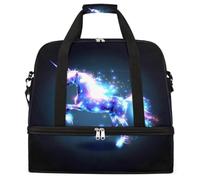Art Style Space Unicorn - Bolsa de viaje plegable de gran capacidad, bolsa deportiva para gimnasio con compartimento húmedo y seco, bolsillo para zapatos, bolsa ligera para llevar durante la noche