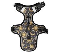 Art Sun Moon - Equipo reflectante para pasear al perro, color dorado y negro, para senderismo de animales, arneses para gatos, chalecos para perros, talla M