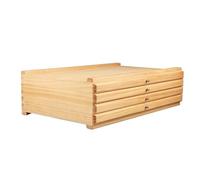 Art Supply Caja de almacenamiento - Organizador de madera de pino de gran capacidad con 2 cajones y compartimentos para accesorios de pintura, pasteles, lápices, bolígrafos, pinceles y sellos