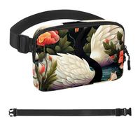Art Swan Flower-455 - Riñonera para hombres y mujeres, riñonera con correa ajustable, bolsa cruzada de moda para viajes, al aire libre, correr, senderismo, multicolor, 4 x 23 x 15 cm, multicolor,