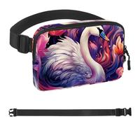Art Swan Flower-472 - Cangurera cruzada para hombres y mujeres, riñonera para viajes, casual, caminar, correr, senderismo, ciclismo, multicolor, 4 x 23 x 15 cm, multicolor, 1.5x9.0x5.9in/4x23x15cm