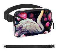 Art Swan Flower-491 - Riñonera para hombres y mujeres, riñonera con correa ajustable, bolsa cruzada de moda para viajes, al aire libre, correr, senderismo, multicolor, 4 x 23 x 15 cm, multicolor,