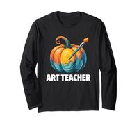 Art Teacher Halloween Vibes Spooky Paint and Pencils Manga Larga