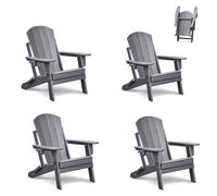 ART TO REAL ATR Adirondack Silla plegable de plástico, juego de 4, silla Adirondack con soporte para bebidas, resistente a la intemperie, silla de jardín al aire libre, sillón de relax de plástico