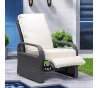 ART TO REAL ATR Sillón reclinable de Mimbre con Cojines, Mueble para Exterior, Resistente a la Intemperie, a los Rayos UV, a la decoloración, al Agua, al Sudor y a la corrosión, fácil de Montar