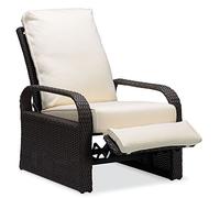 ART TO REAL Silla reclinable de Mimbre de Resina para Exteriores con Cojines,Relax Sillon Tumbonas Jardin Exterior,Marco de Aluminio Sillas Terraza Exterior