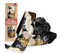 Art Tribute Camera Strap Vintage para todas las cmaras DSLR y sin espejo. Universal cuello cruzado y hombro gra negra cuna de oro con correa de alu