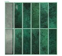 Art3d - 10 hojas de azulejos autoadhesivos para salpicaduras estilo metro, azulejos de pared para despegar y pegar para cocina, baño, sala de estar, azulejos rectangulares de color verde oscuro (30 x