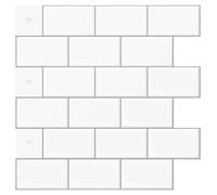 Art3d 10 Piezas Azulejos Adhesivos Cocina Blanco, 30,5x30,5cm, Baldosas Vinilo Cocina, Azulejos Vinilo Baño, Autoadhesivo