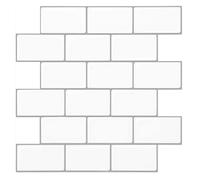 Art3d 10 Piezas Azulejos Adhesivos Cocina Blanco, Azulejos de Vinilo para Cocina y Baño, Decorativo Pegatinas de Baldosas (30x30cm)