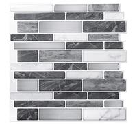 Art3d 10 Piezas Azulejos de Vinilo para Cocina y Baño, Pegatinas de Baldosas Adhesivas Impermeables, Decoración (30x30cm)