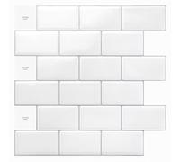 Art3d 10 Piezas Pegatinas de Baldosas, Pegatinas de Azulejos para Cocina y Baño, Azulejos Adhesivos Engrosadas para Decorar (Blanco)