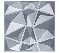 Art3d 12 piezas Paneles de pared 3D diamante 50 x 50 cm, PVC de alta rigidez, indeformable, reciclable, impermeable, resistente al calor, inodoro, gris, 3㎡