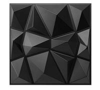 Art3d 33 piezas Paneles de pared 3D diamante 30 x 30 cm, PVC de alta rigidez, indeformable, reciclable, impermeable, resistente al calor, inodoro, negro mate