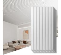 Art3d 6 piezas 3D paneles de pared PVC azulejos de techo diseño de listones decoración de la pared interior 120x60 cm (2x4 FT) decorativos suspendidos azulejos de techo Blanco 4,4 ㎡