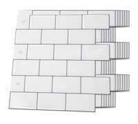 Art3d Adhesivo para azulejos 3D Subway para cocina, cuarto de baño, color blanco con lechada gris, 30 x 30 cm