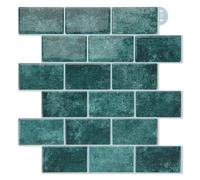 Art3d Adhesivos para azulejos, película adhesiva, decoración de azulejos en tono verde marino, autoadhesivos para pared, azulejos metro, decoración de azulejos, autoadhesivos para azulejos de pared
