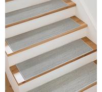 Art3d Alfombra para escalones, 20 x 76 cm, autoadhesiva, seguridad, 15 unidades, ideal para niños, ancianos y mascotas, aspecto de lino, color gris