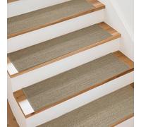 Art3d Alfombra para escalones, 20 x 76 cm, autoadhesiva, seguridad, 15 unidades, ideal para niños, ancianos y mascotas, aspecto de lino, beige