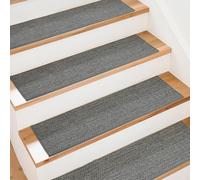 Art3d Alfombrillas para escalones, 20 x 76 cm, autoadhesivas, de seguridad, 15 unidades, ideal para niños, ancianos y mascotas, aspecto de lino, color negro