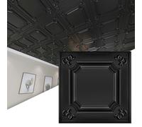 Art3d Azulejos de techo caídos de 61 x 61 cm, color negro (paquete de 12, 4,5 ㎡), paneles de revestimiento de madera pegados de 2 x 2