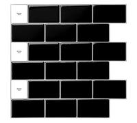 Art3d - Azulejos para cocina estilo pegar y despegar (30,5 x 30,5 cm), negro brillante