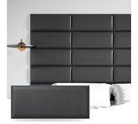 Art3d Cabecero para cama individual en negro, paquete de 4 paneles de 9.84 x 23.62 pulgadas, panel de pared 3D, panel de pared tapizado