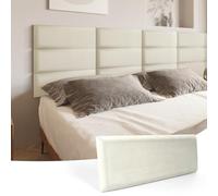 Art3d Cabecero pelar y pegar para King, Full and Queen en blanco, paquete de 12 paneles de tamaño 25 x 60 cm, paneles de pared insonorizados 3D, panel de pared tapizado