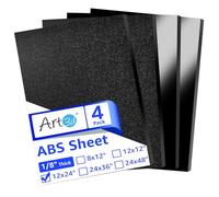Art3d Hojas de plástico ABS de 1/8 pulgadas de grosor, 12 x 24 pulgadas, paquete de 4 - Lámina rígida de ABS Art3d de dos caras termoformadas (parte delantera de plástico texturizado y parte trasera