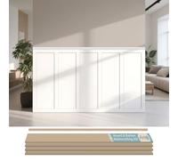 Art3d Kit de revestimiento de madera de tablero y listón para pintar, panel de pared decorativo de MDF para cocina, dormitorio, sala de estar, decoración del hogar, 480 x 137 cm, listones de moldura
