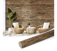 Art3d Panel de pared de bambú natural Decoración de paredes interiores 244 x 122 cm Enrollado renovable Paredes Techos Muebles Armarios Oficinas Tostado oscuro