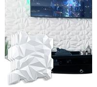 Art3d Panel de pared de PVC 3D con diamantes a juego, blanco mate, para decoración interior residencial y comercial