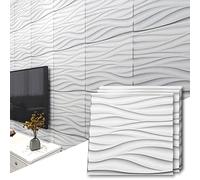 Art3d - Panel de pared de PVC ondulado en 3D，50x50cm, con cubierta blanca mate de 3m², para decoración de paredes interiores en sala de estar, dormitorio, vestíbulo, oficina, centro comercia