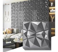 Art3d Paneles de diseño de diamante 3D para decoración de interiores, sala de estar, fondo de pared de TV, dormitorio, configuración de juegos, 30 x 30 cm, plateado, paquete de 33