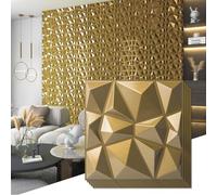 Art3d Paneles de diseño de diamante 3D para decoración de interiores, sala de estar, fondo de pared de TV, dormitorio, configuración de juegos, 30 x 30 cm, dorado, paquete de 33