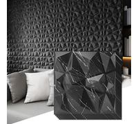 Art3d - Paneles de diseño de diamante 3D para decoración de interiores, sala de estar, fondo de pared de TV, dormitorio, configuración de juegos, 30 x 30 cm, mármol negro, paquete