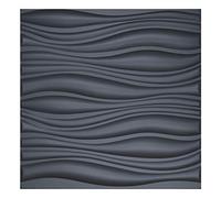 Art3d - Paneles de pared 3D de piel para azulejos decorativos, onda negra, 60 x 60 cm (paquete de 6)