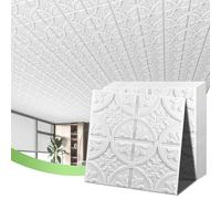 Art3d Paneles PVC para Pared y Techos, 61x61cm Paneles Decorativos 3D de Pared y Techos, Blanco (12 Piezas)